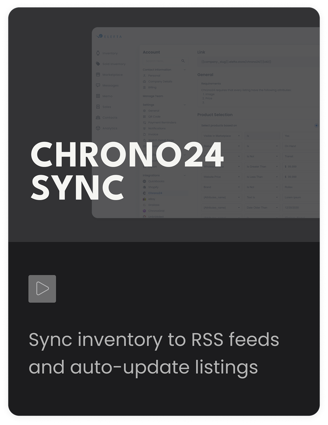 Chrono24 Sync — Sync inventory to RSS feeds and auto-update listings (mobile)