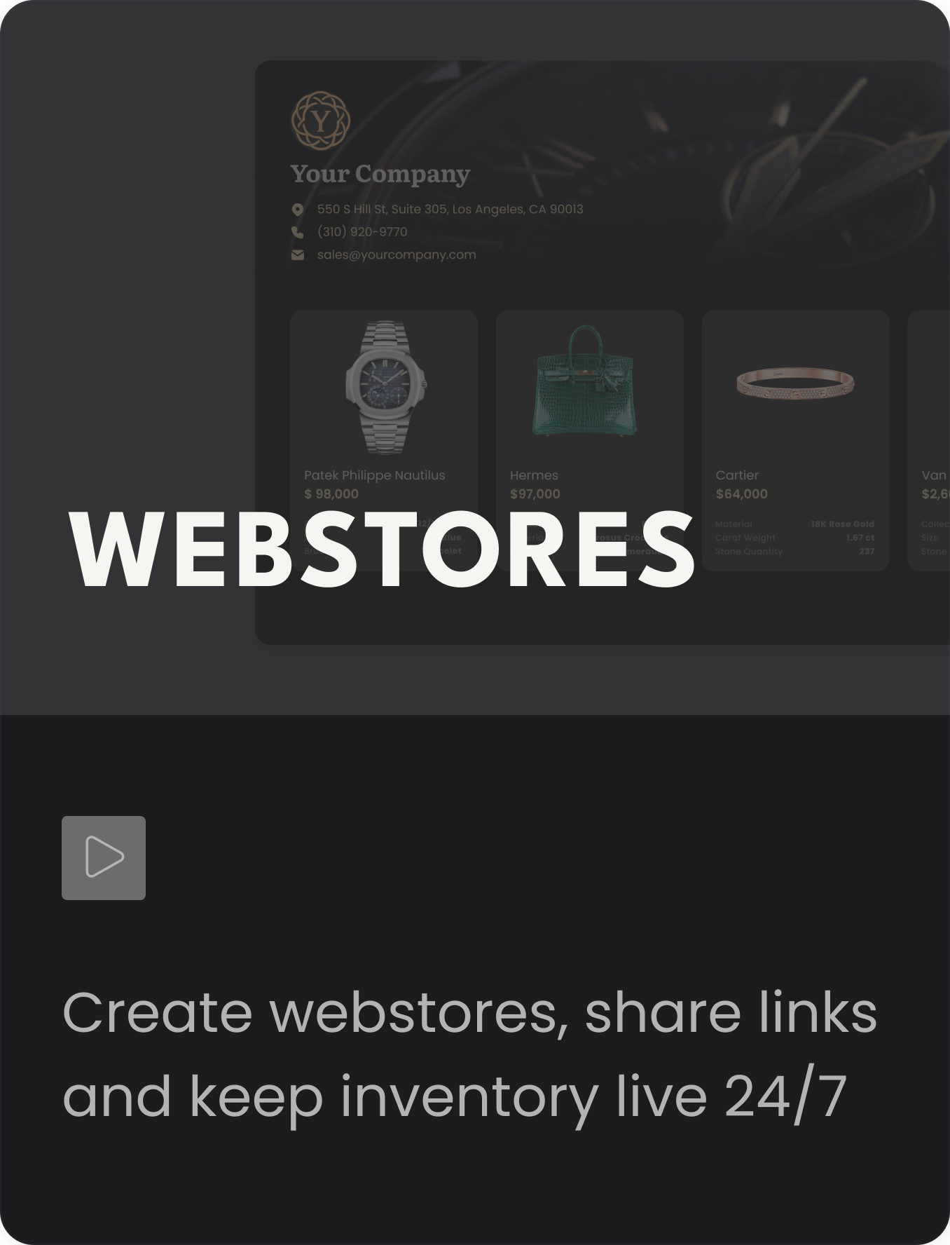 Webstores — Create webstores, share links and keep inventory live 24/7