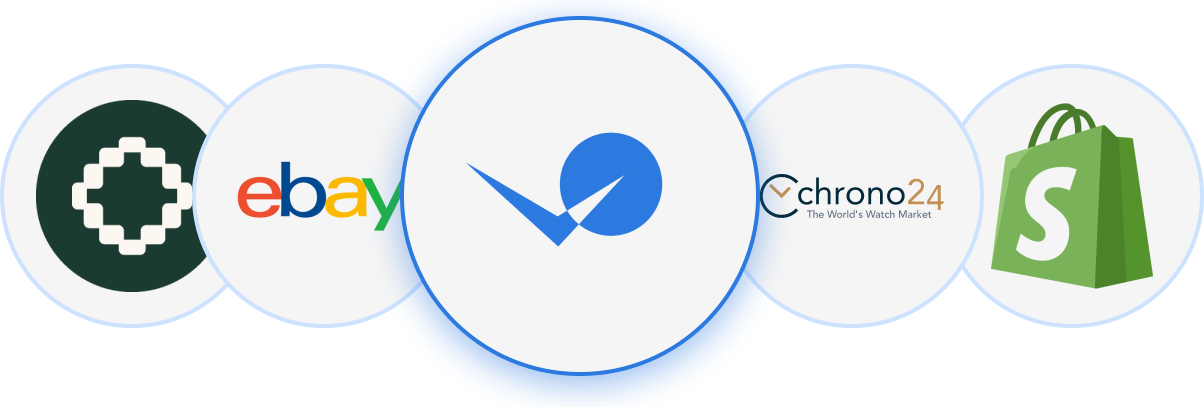 Integrated with eBay, Chrono24, Shopify, and more