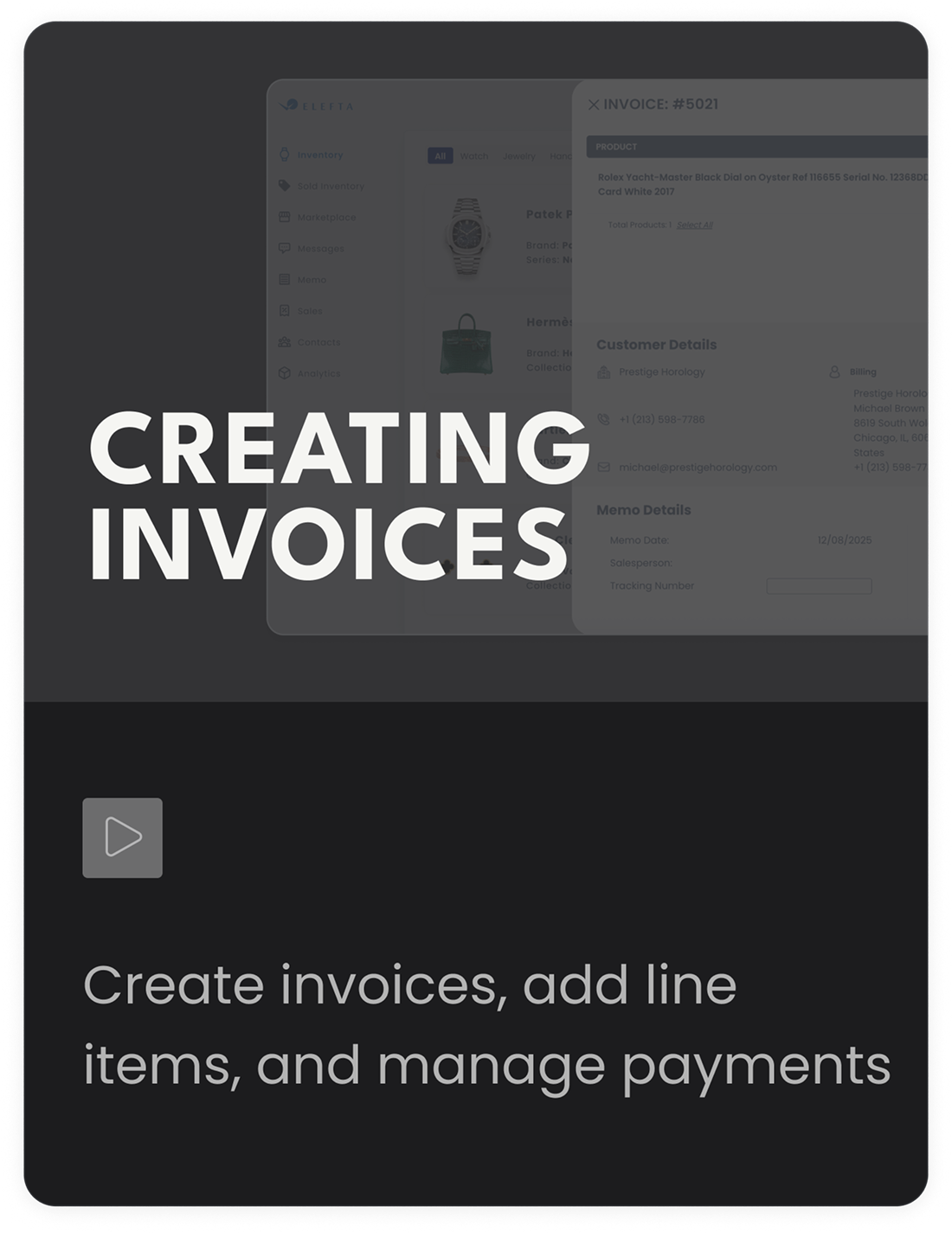 Creating Invoices — Create invoices, add line items, and manage payments (mobile)