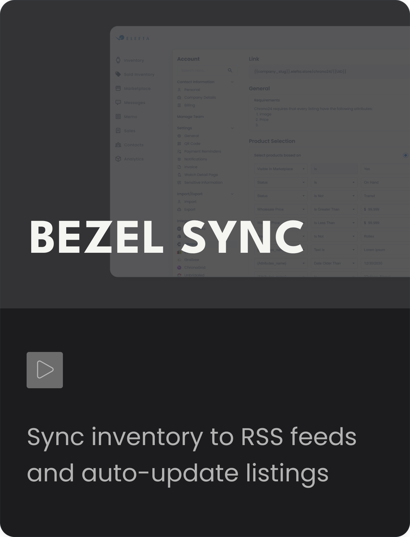 Bezel Sync — Sync inventory to RSS feeds and auto-update listings