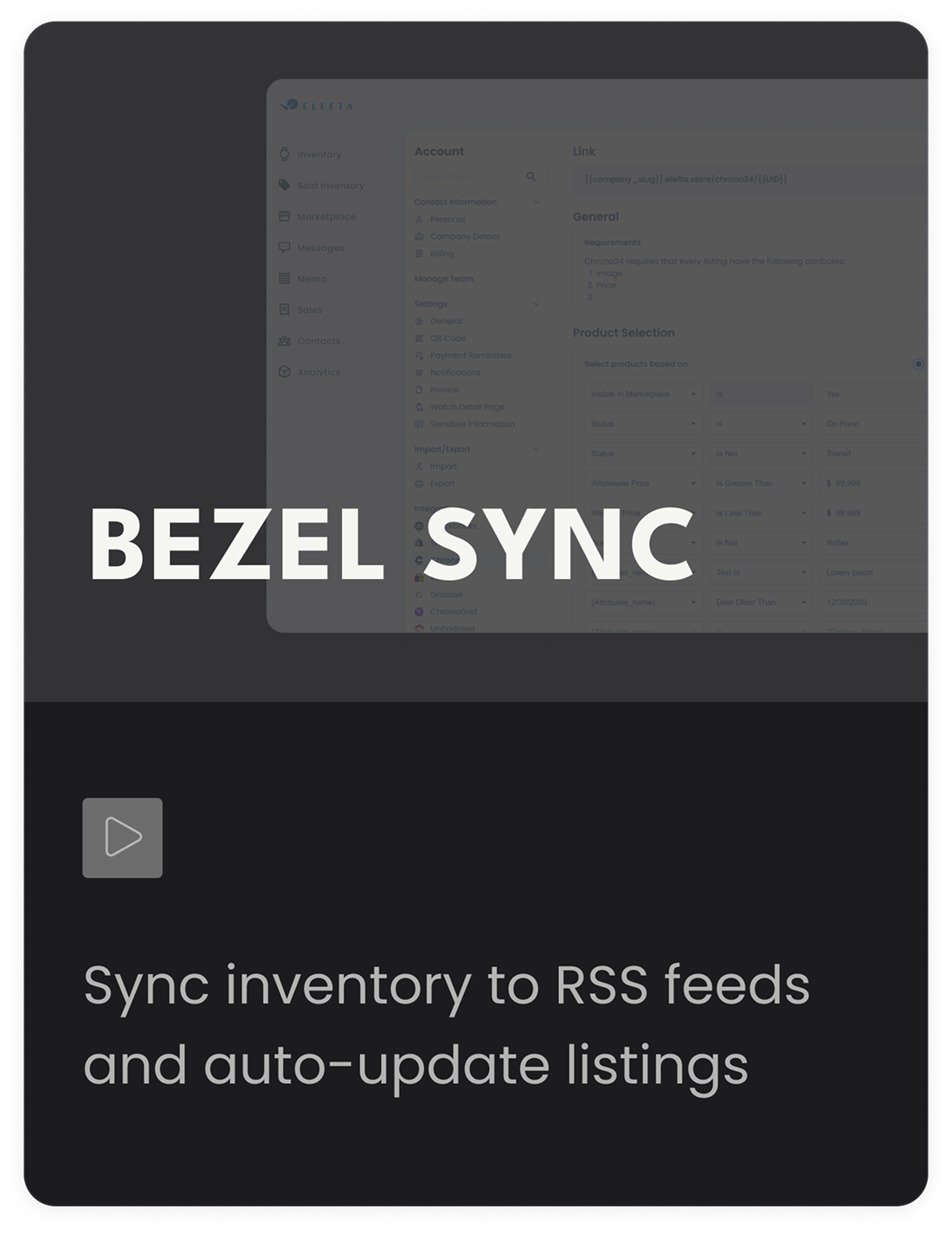 Bezel Sync — Sync inventory to RSS feeds and auto-update listings (mobile)